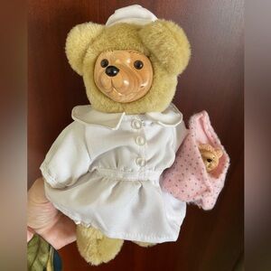 Applause 1994 Raikes Bears Plush NENA NURSE w/ Baby Wood Face & Paws 4590/5000